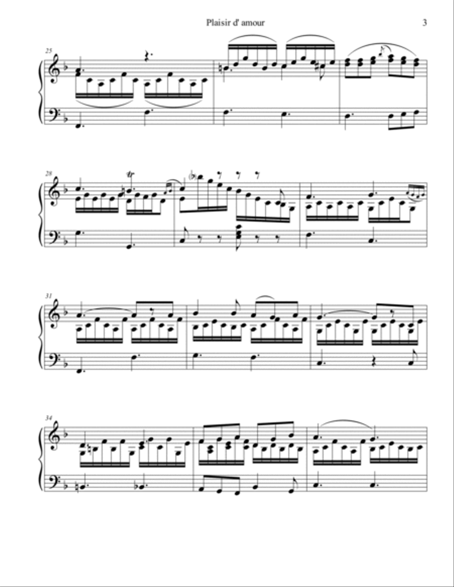 Plaisir d'amour (Plaisir d' amour) Piano Solo scores gallery preview page 3