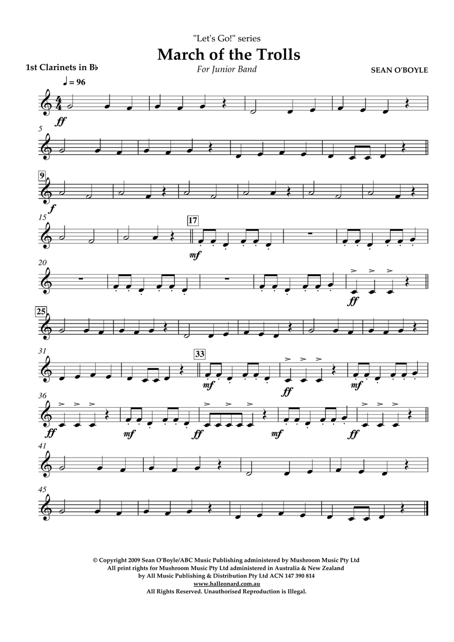 March of the Trolls - Bb Clarinet 1