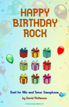 Book cover for Happy Birthday Rock, for Alto and Tenor Saxophone Duet