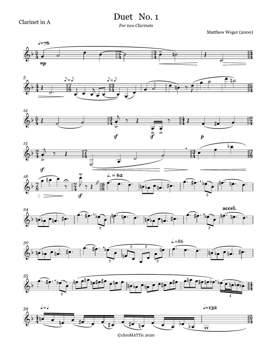 Clarinet Duet No. 1 Clarinet Duet scores gallery preview page 1