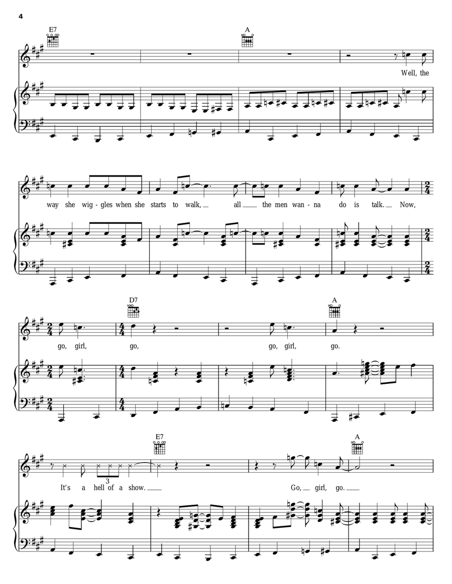 Go Girl Go Go Girl Go Piano, Vocal, Guitar scores gallery preview page 4