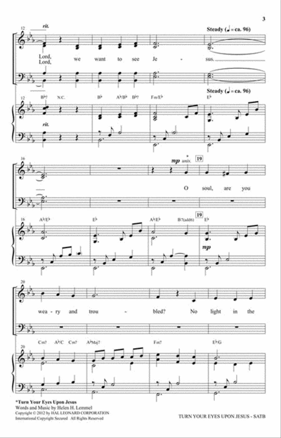 Turn Your Eyes Upon Jesus 4-Part scores gallery preview page 3