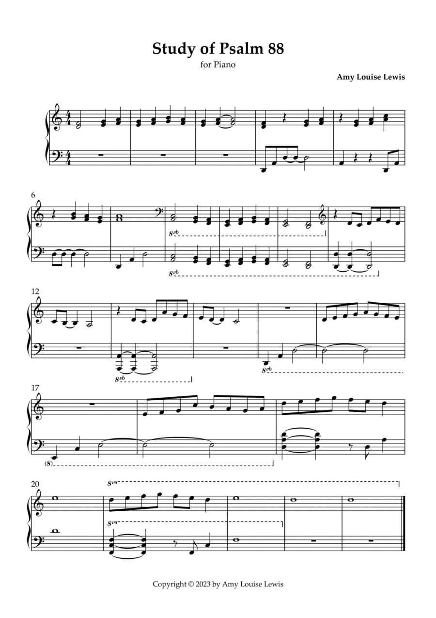 Study of Psalm 88 Piano Method scores gallery preview page 1