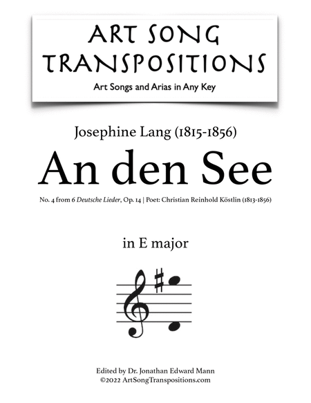 LANG: And den See, Op. 14 no. 4 (transposed to E major)