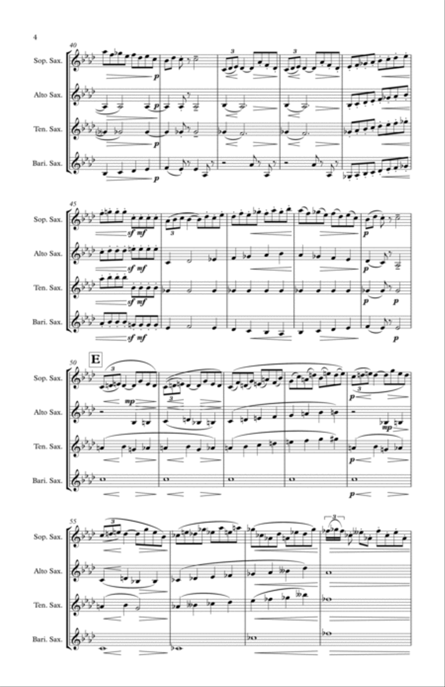 2nd Arabesque from Deux Arabesques Saxophone Quartet scores gallery preview page 4