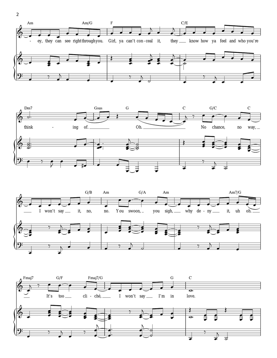 I Won't Say (I'm In Love) (from Hercules) Piano, Vocal scores gallery preview page 2