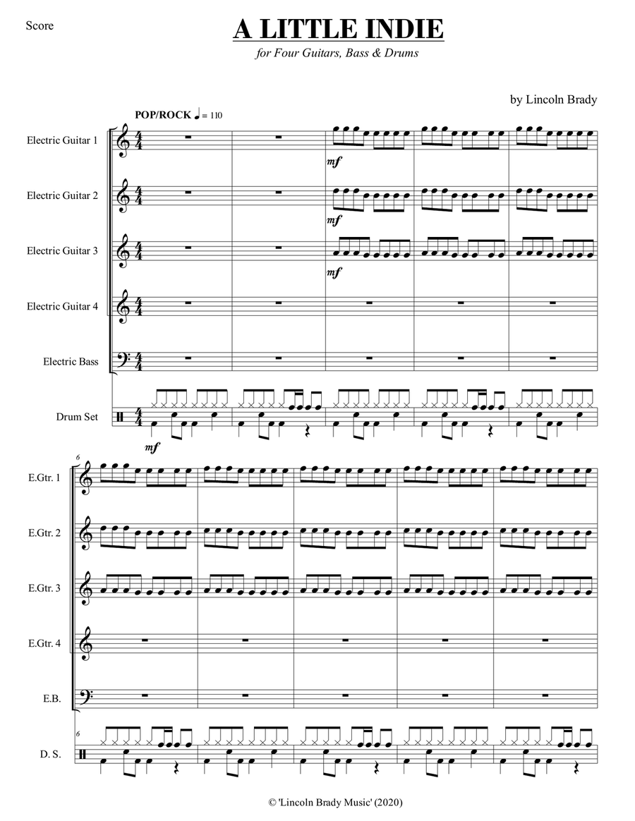 A LITTLE INDIE (ROCK) - Electric-Guitar Band Guitar Ensemble scores gallery preview page 3