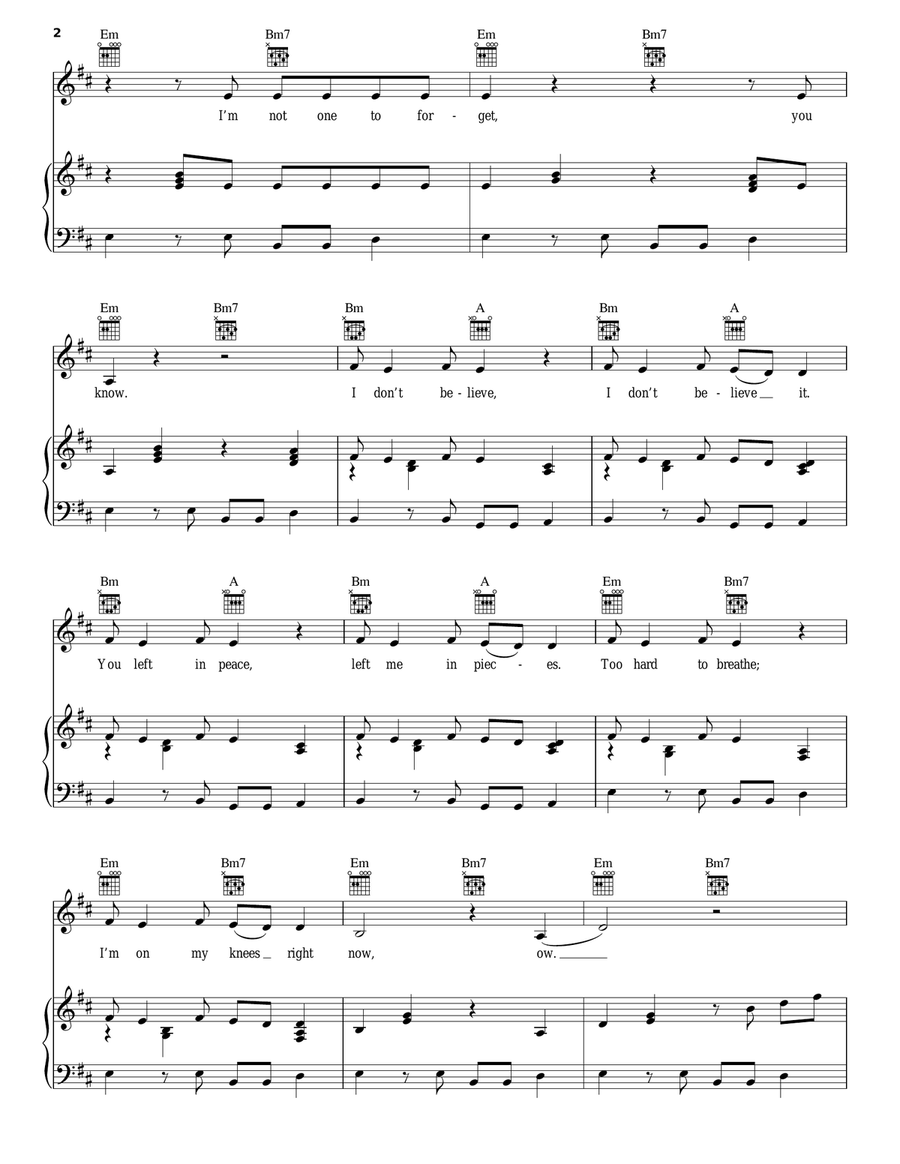 Same Old Love Piano, Vocal, Guitar scores gallery preview page 2