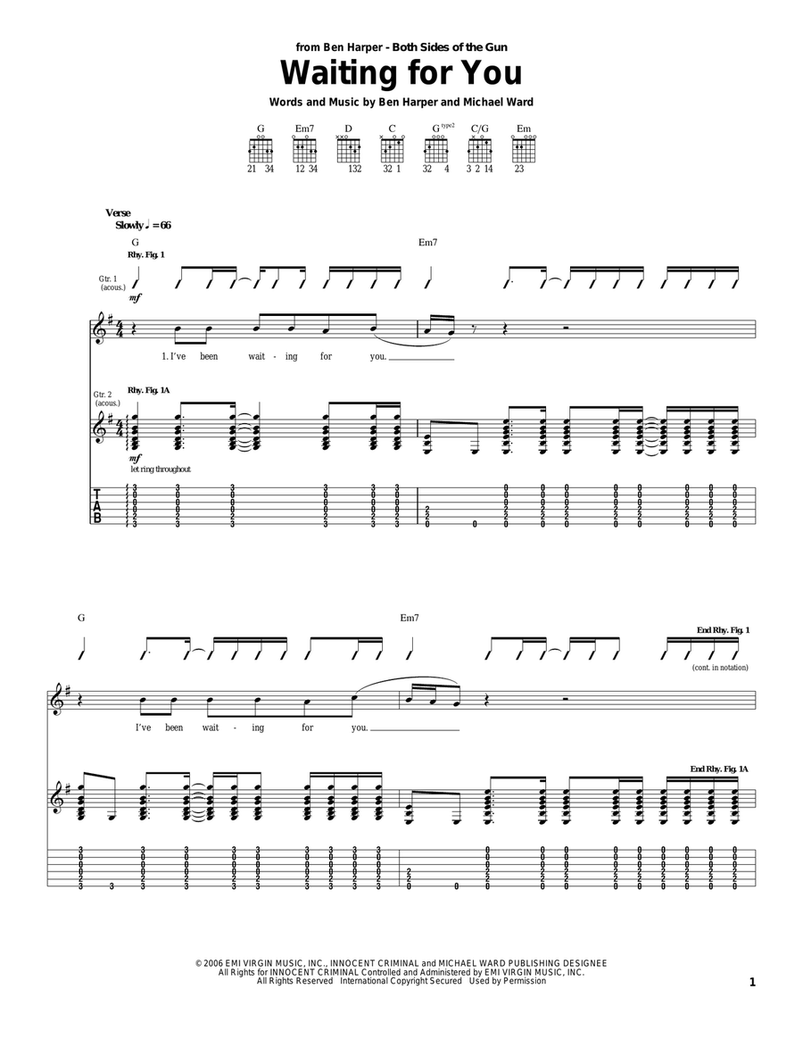 Waiting For You Waiting For You Acoustic Guitar scores gallery preview page 1