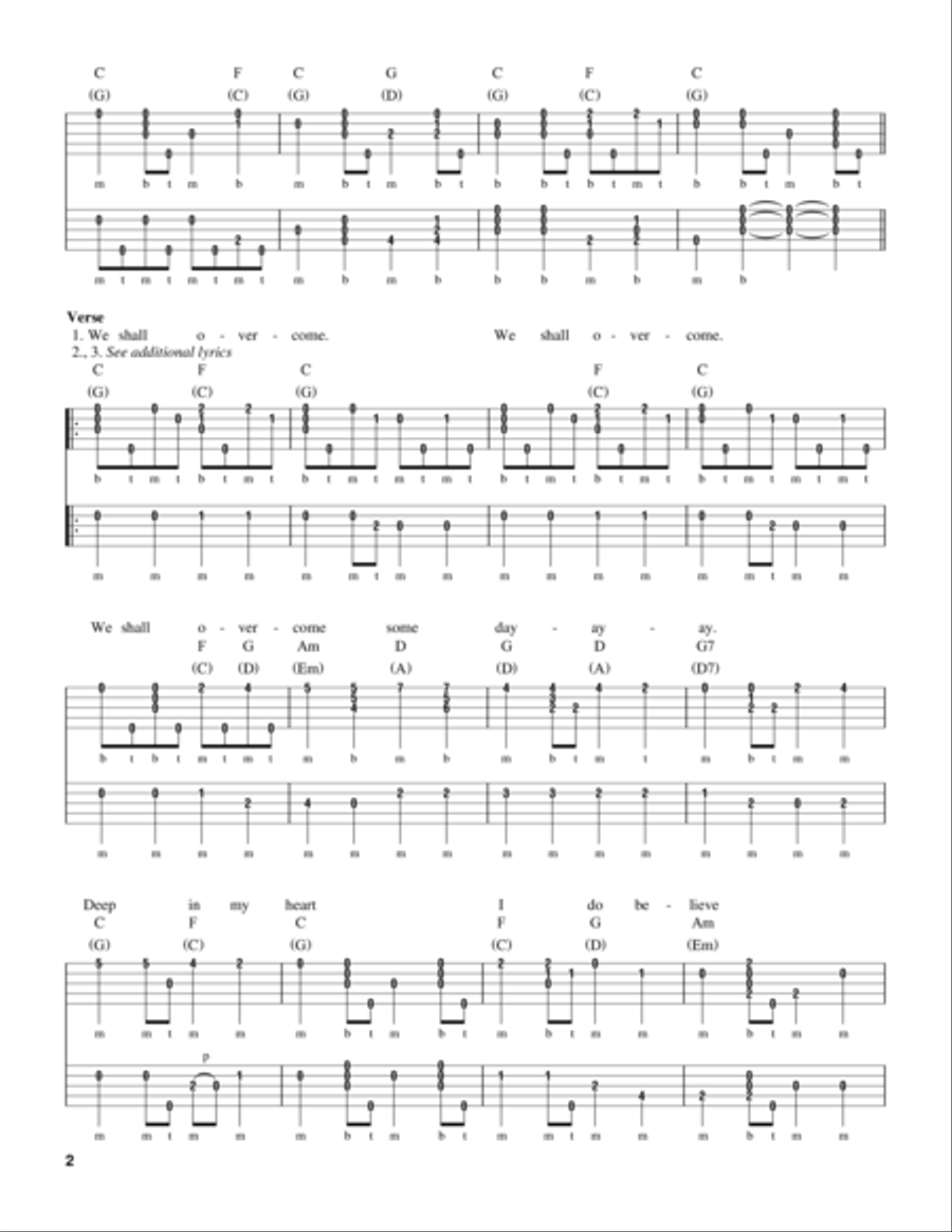 We Shall Overcome Banjo scores gallery preview page 2