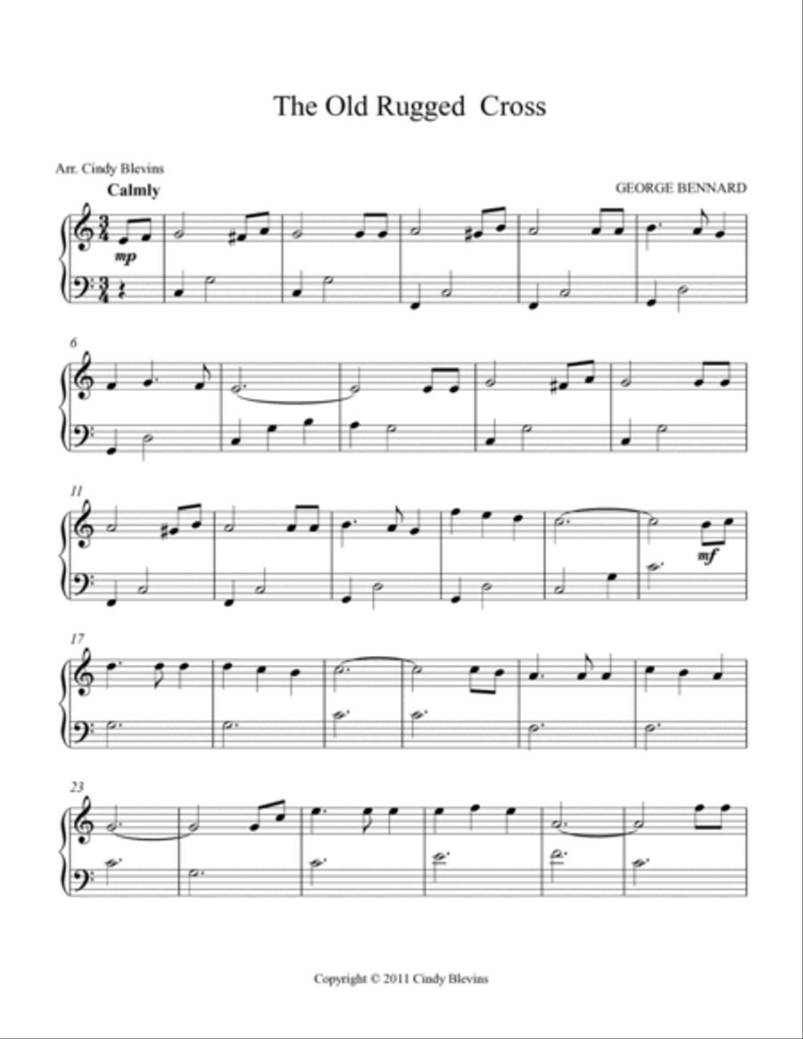 The Old Rugged Cross, Easy Piano Solo Easy Piano scores gallery preview page 2
