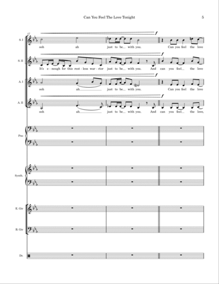 Can You Feel The Love Tonight A Cappella scores gallery preview page 5