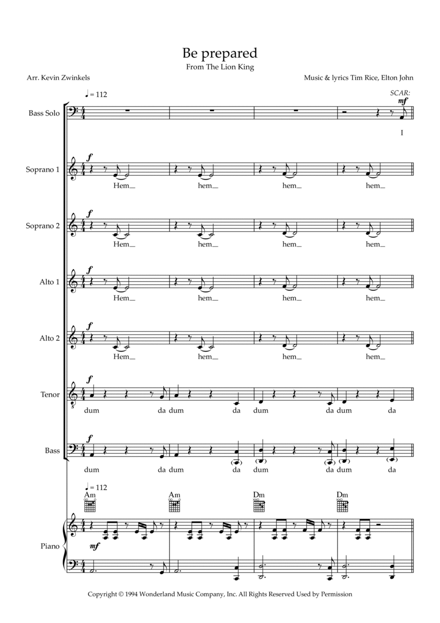 Be Prepared Choir scores gallery preview page 1