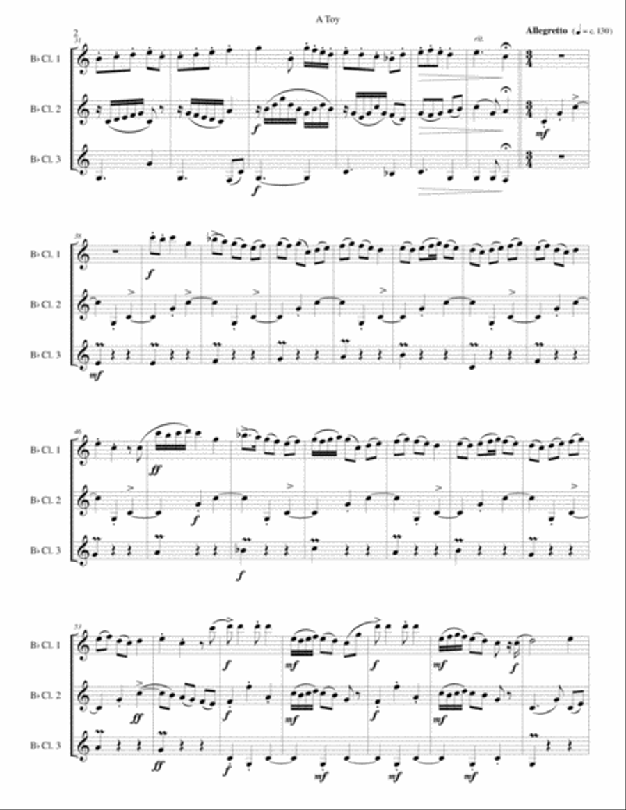 A Toy for clarinet trio (3 B flats) Clarinet Trio scores gallery preview page 2