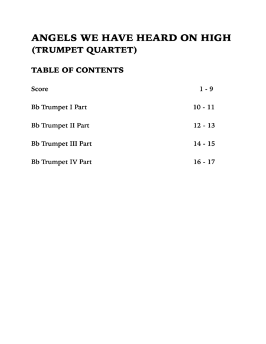 Angels We Have Heard on High (Trumpet Quartet) Brass Quartet scores gallery preview page 4