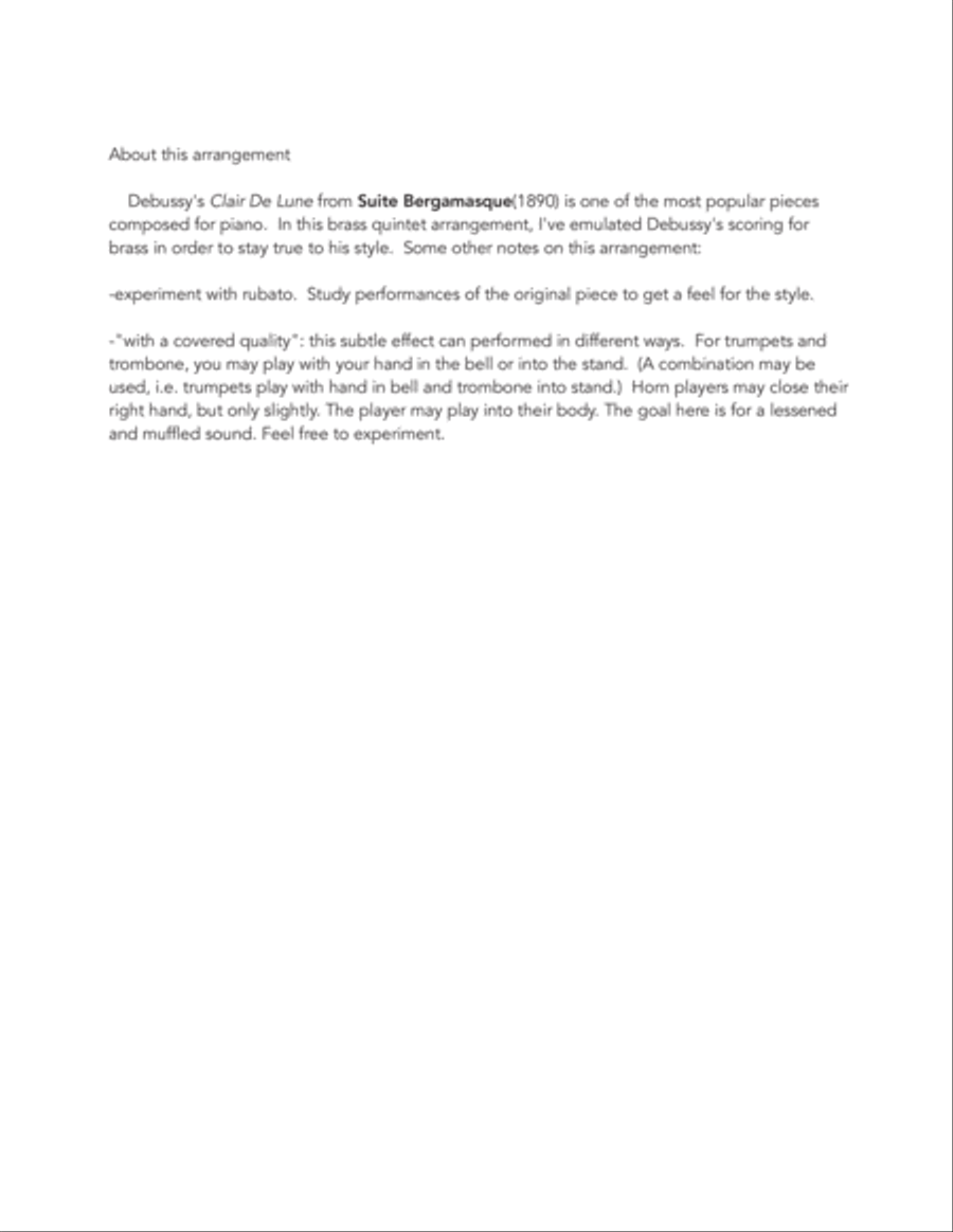 Clair de Lune for Brass Quintet Brass Quintet scores gallery preview page 2