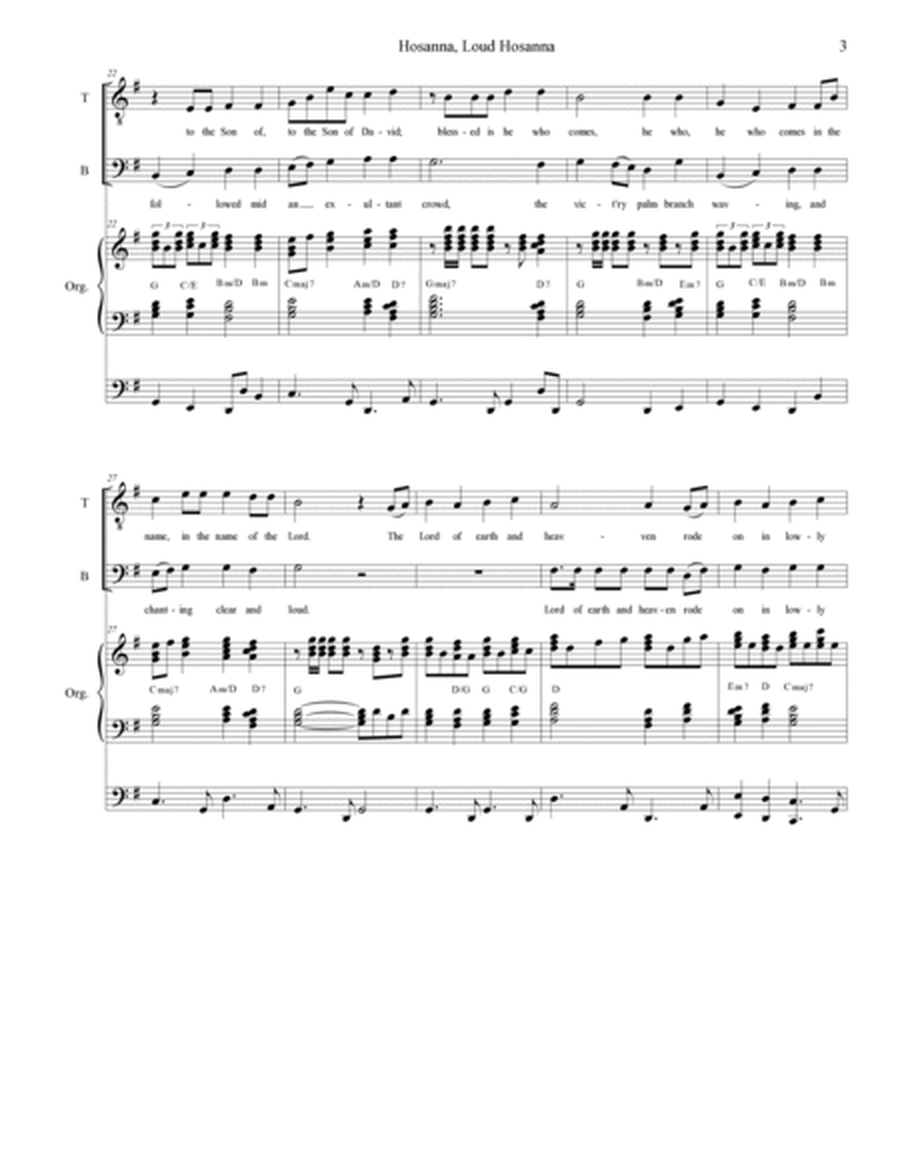 Hosanna, Loud Hosanna (2-part choir (TB) - Organ accompaniment) image number null