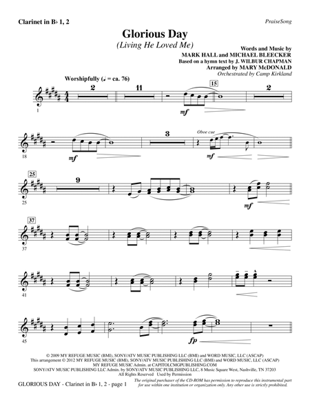 Glorious Day (Living He Loved Me) (arr. Mary McDonald) - Bb Clarinet 1 & 2