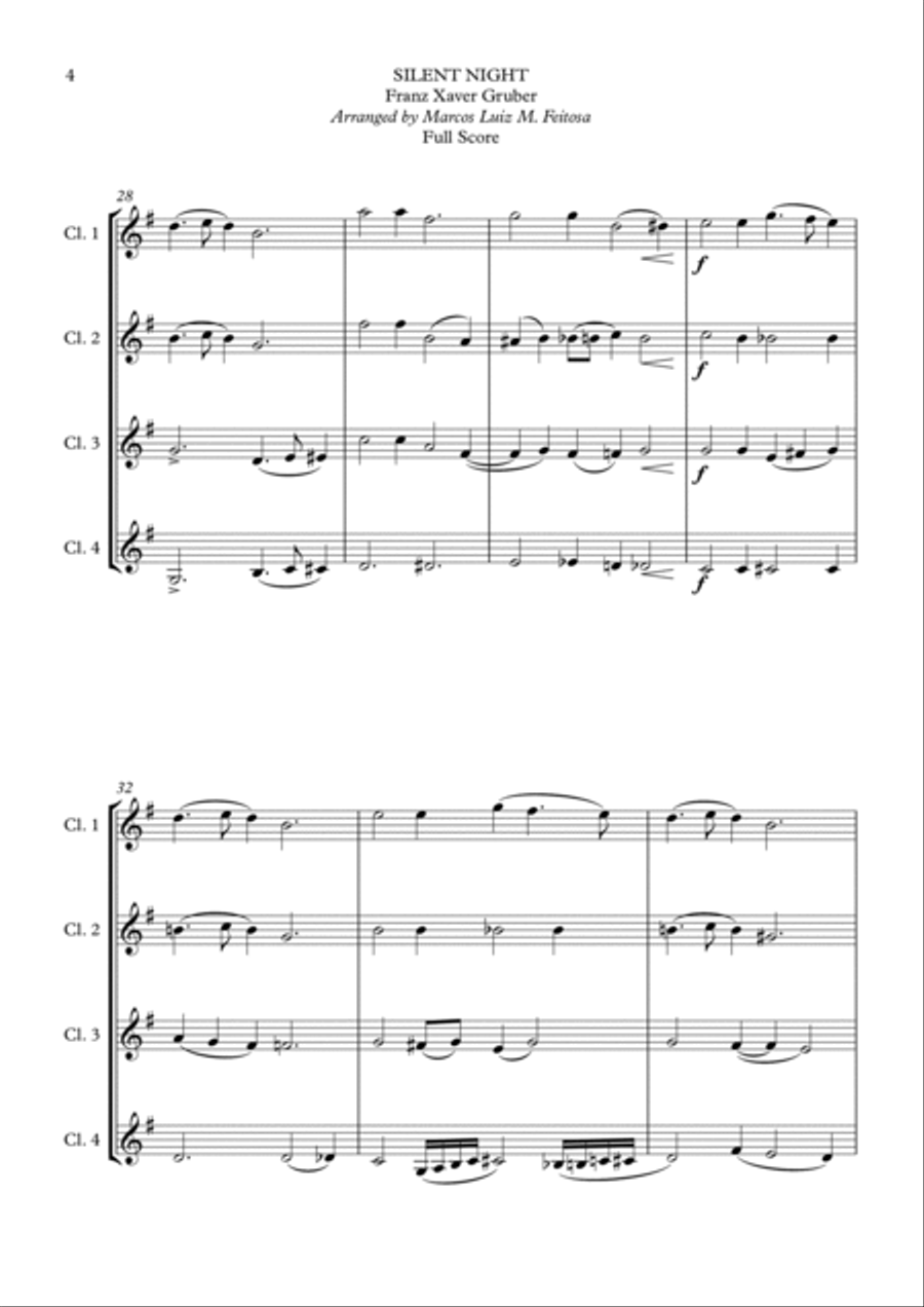 Silent Night - Clarinet Quartet Clarinet Quartet scores gallery preview page 6