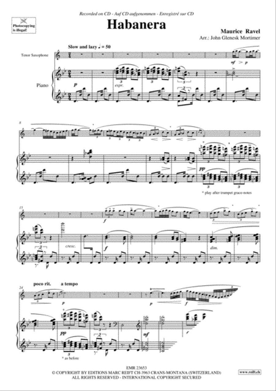 Habanera Tenor Saxophone scores gallery preview page 3