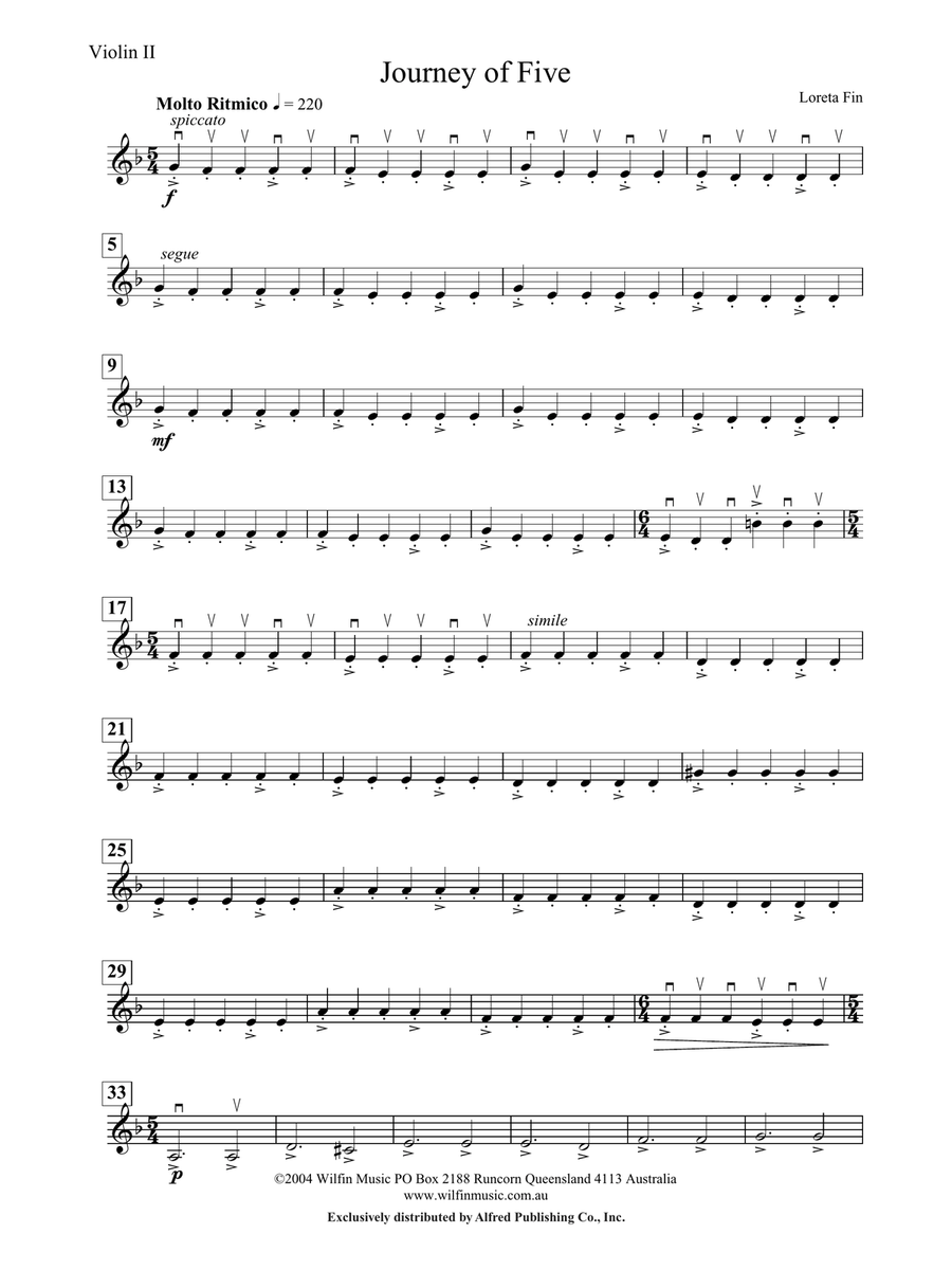 Journey of Five: 2nd Violin