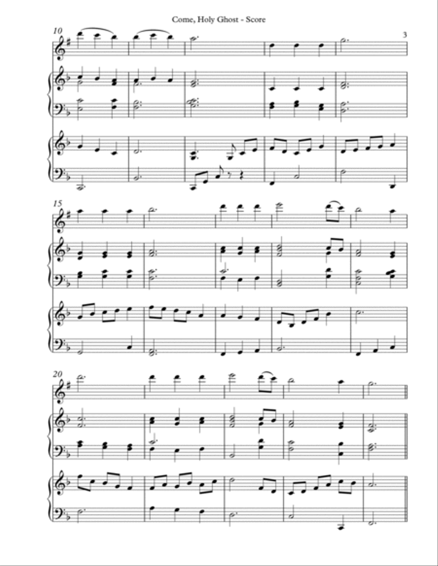 Come, Holy Ghost, Trio for Bb Clarinet, Harp, Piano B-Flat Clarinet scores gallery preview page 3