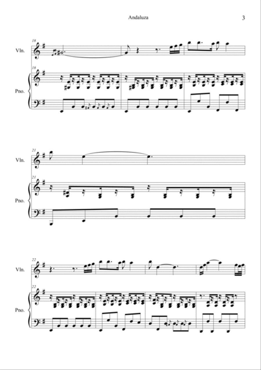Andaluza Violin Solo scores gallery preview page 3