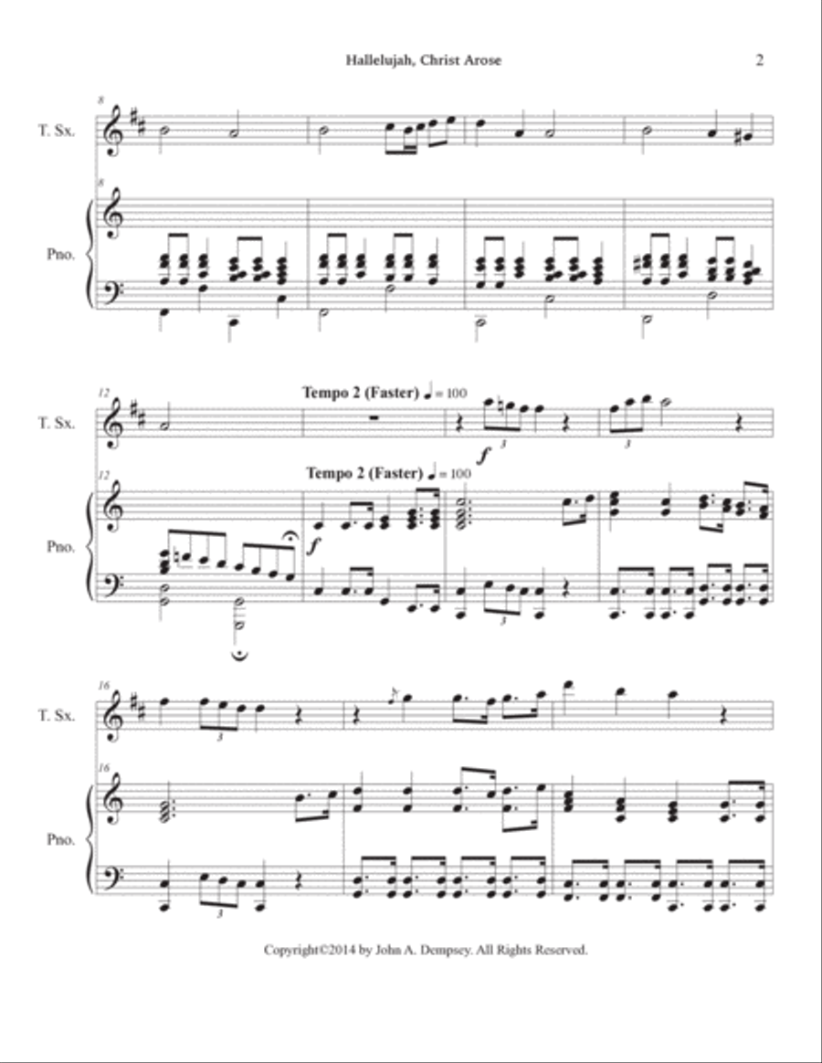 He Arose (Tenor Sax and Piano) Tenor Saxophone scores gallery preview page 6