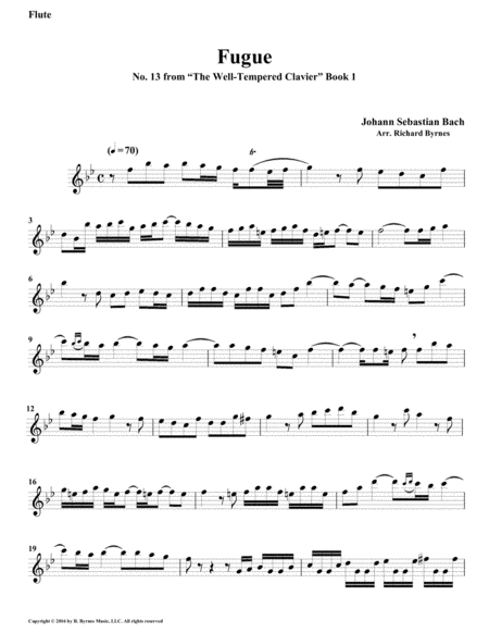 Fugue 13 from Well-Tempered Clavier, Book 1 (Woodwind Quartet) image number null