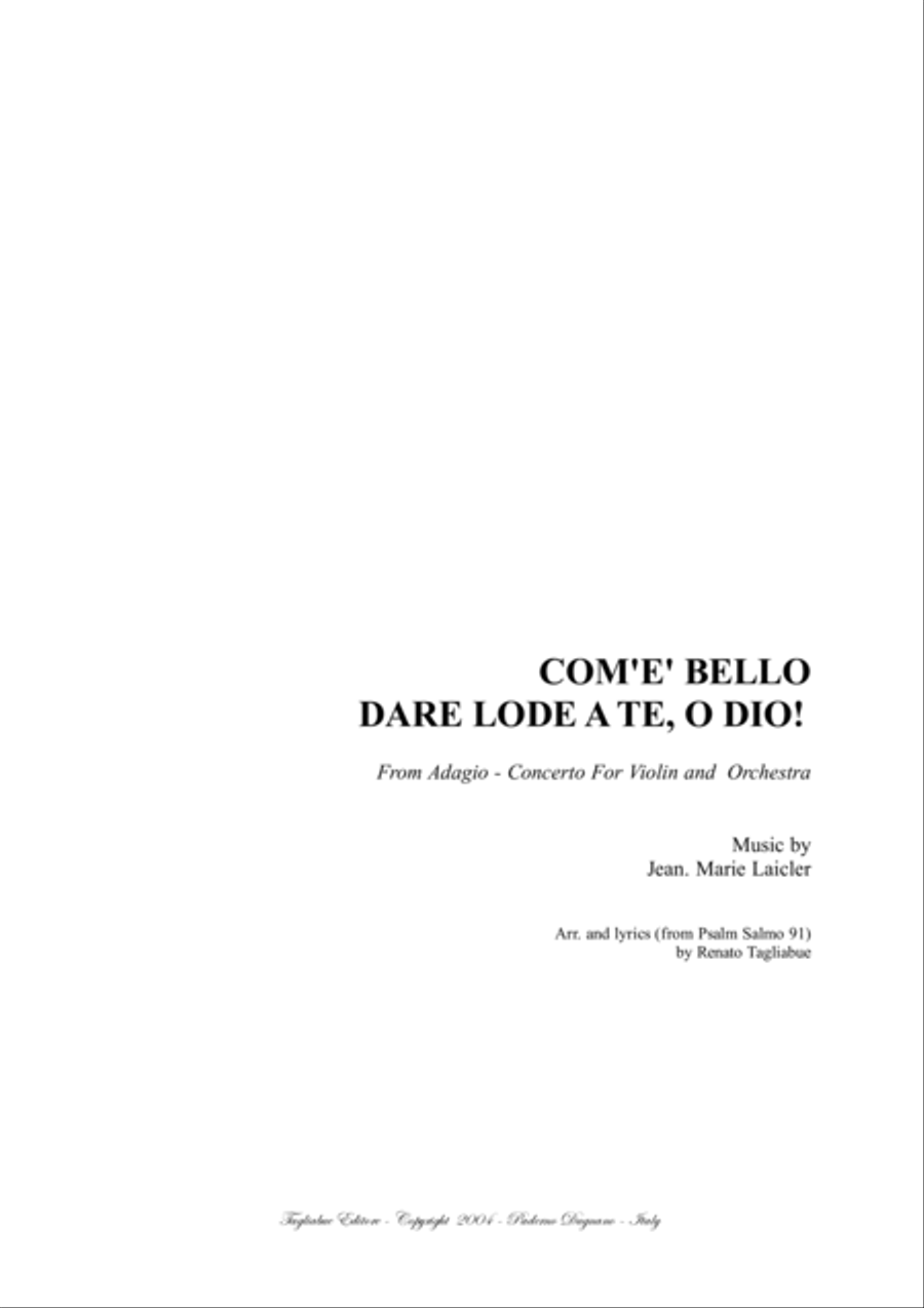 ADAGIO - Com'è bello dare lode a te, o Dio - Leclair - Arr. for Soprano and Organ Soprano Voice scores gallery preview page 1