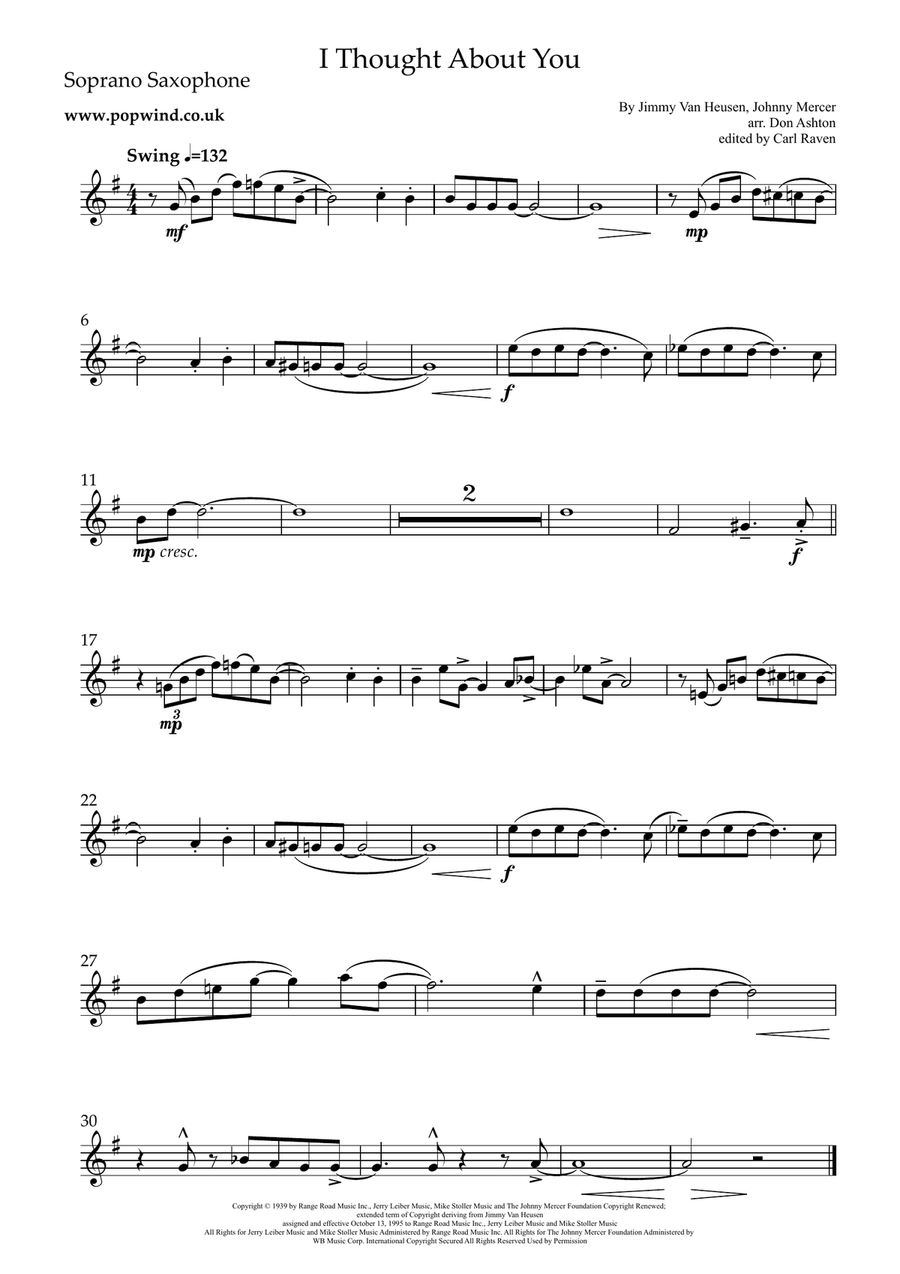 I Thought About You Saxophone Quartet scores gallery preview page 4