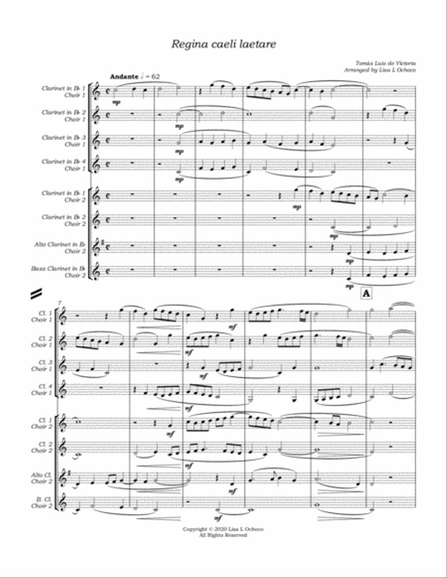 Regina Caeli Laetare for Clarinet Choir Clarinet Choir scores gallery preview page 5