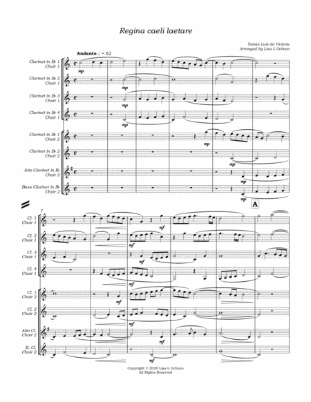 Regina Caeli Laetare for Clarinet Choir image number null