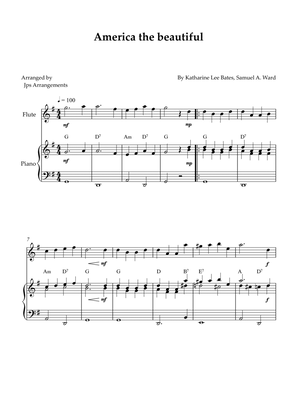 America The Beautiful - Flute solo and piano (+ CHORDS)
