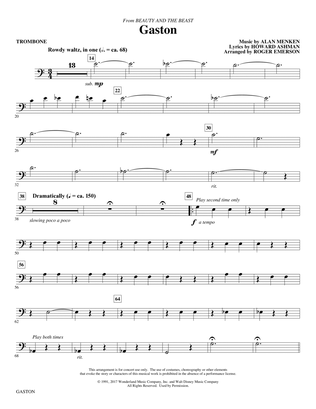 Book cover for Gaston (from Beauty and The Beast) (arr. Roger Emerson) - Trombone