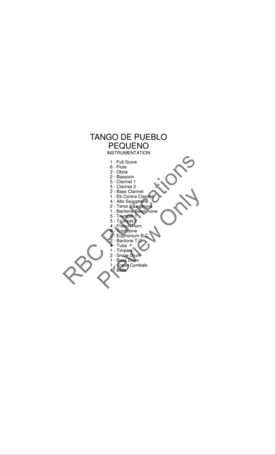 Tango De Pueblo Pequeno Concert Band scores gallery preview page 3