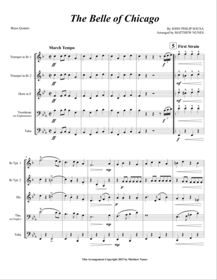 The Belle of Chicago Brass Quintet scores gallery preview page 3