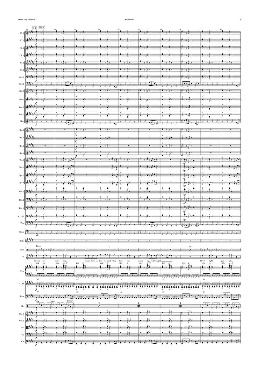 Don't Stop Believin' Full Orchestra scores gallery preview page 5
