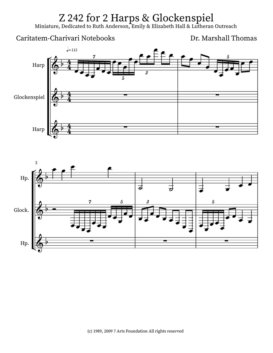 Z 242 for 2 Harps & Glockenspiel Glockenspiel scores gallery preview page 1