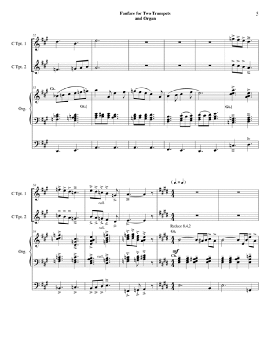 Fanfare for Two Trumpets and Organ Trumpet Duet scores gallery preview page 6