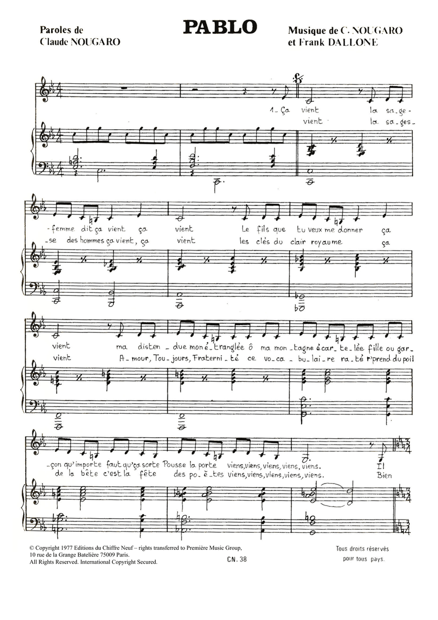 Pablo Pablo Piano, Vocal scores gallery preview page 1