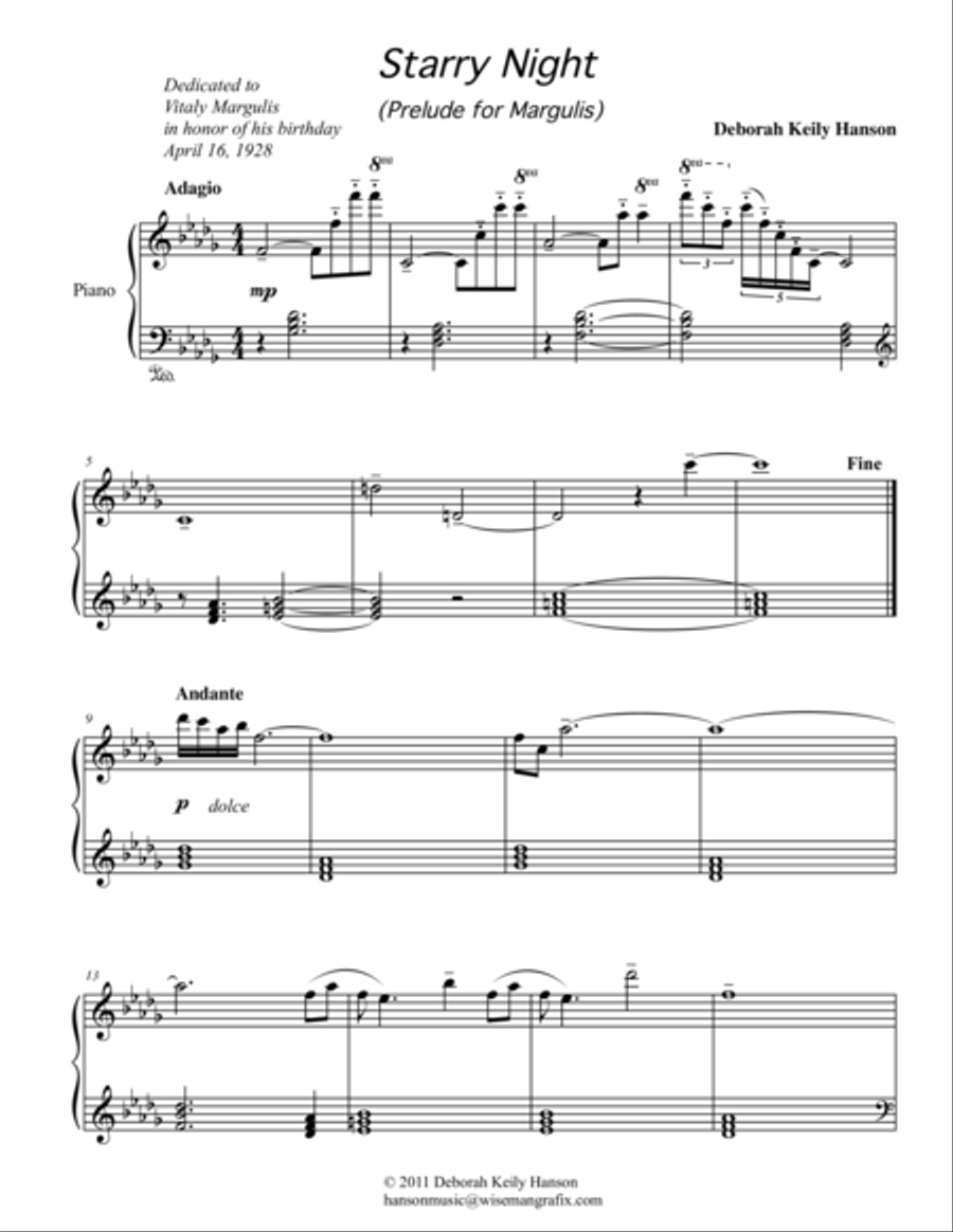 Starry Night (Prelude for Margulis) Piano Method scores gallery preview page 1