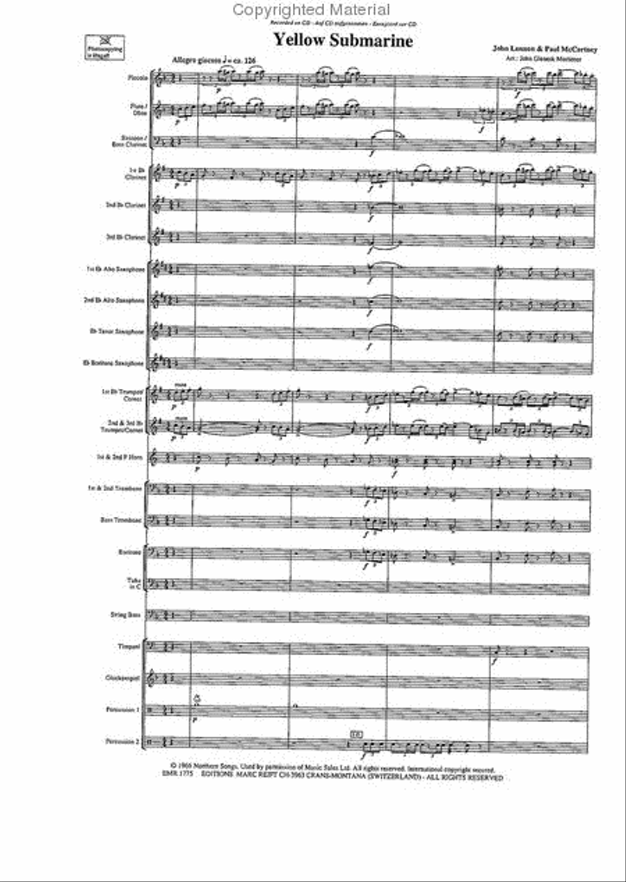Yellow Submarine Concert Band scores gallery preview page 3