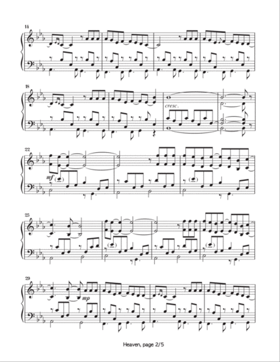 Heaven Piano Solo scores gallery preview page 3