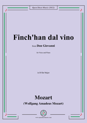 Book cover for Mozart-Finch'han dal vino,from 'Don Giovanni,K.527',in B flat Major,for Voice and Piano