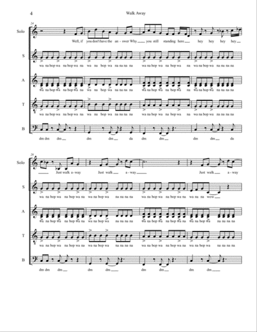 Walk Away 4-Part scores gallery preview page 4