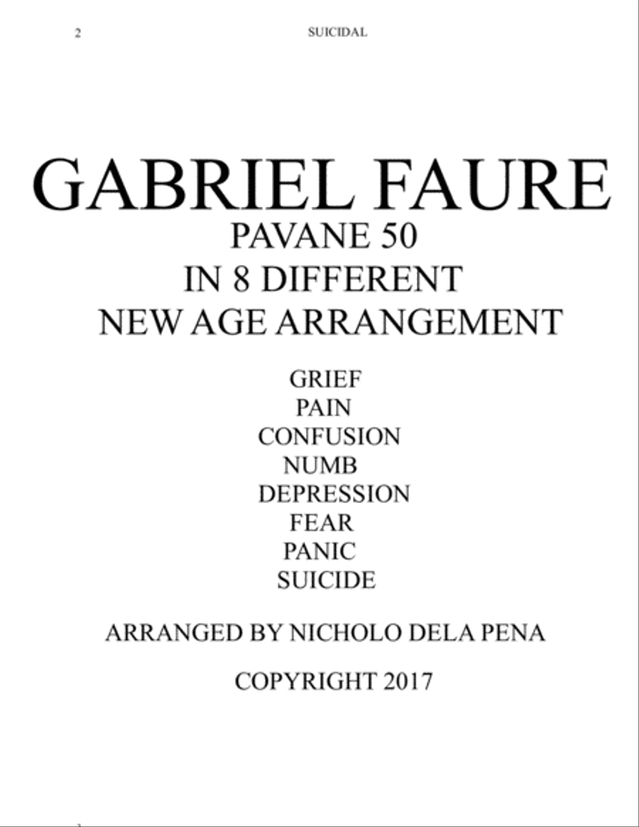 GABRIEL FAURE PAVANE OP 50 FOR THE NEW AGE PIANIST quot SUICIDAL quot by