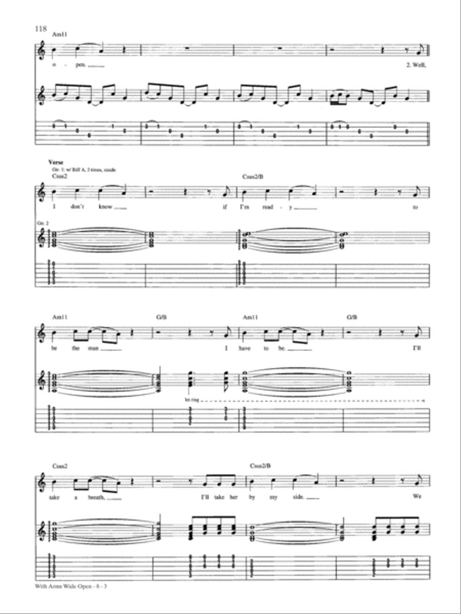 With Arms Wide Open Guitar Tablature scores gallery preview page 3