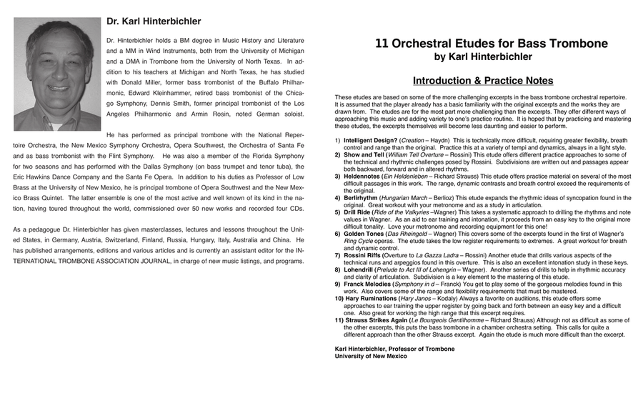 HInterbichler - 11 Orchestral Etudes for Bass Trombone Bass Trombone scores gallery preview page 1