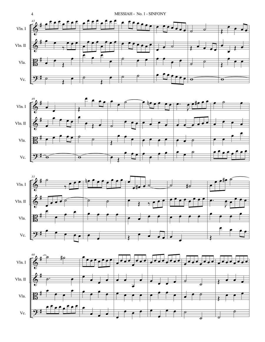 MESSIAH - SYMPHONY No. 1 - Arr. for String Quartet - With parts String Quartet scores gallery preview page 4